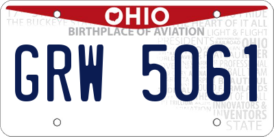 OH license plate GRW5061