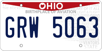 OH license plate GRW5063