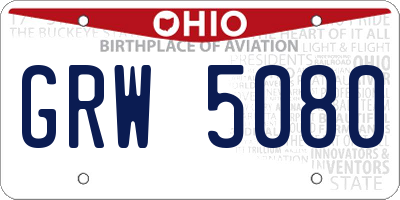 OH license plate GRW5080