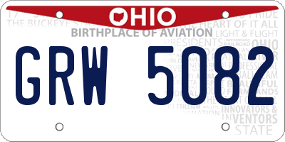 OH license plate GRW5082