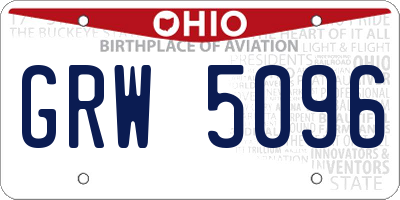 OH license plate GRW5096