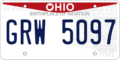 OH license plate GRW5097