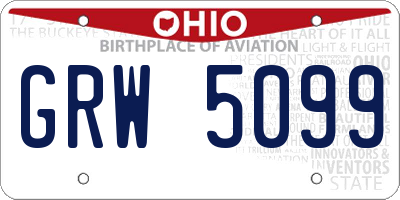 OH license plate GRW5099