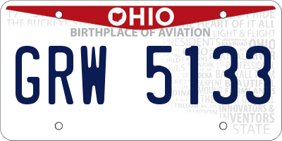 OH license plate GRW5133