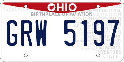 OH license plate GRW5197
