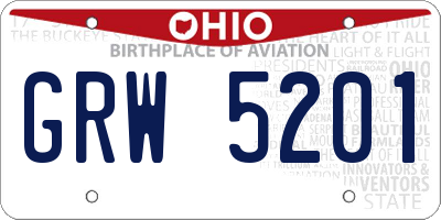 OH license plate GRW5201