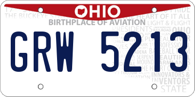 OH license plate GRW5213