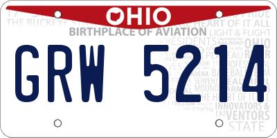 OH license plate GRW5214