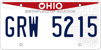 OH license plate GRW5215