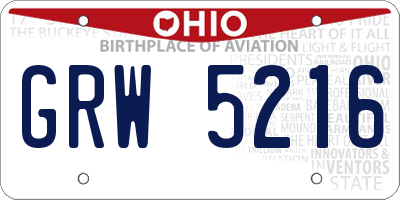 OH license plate GRW5216