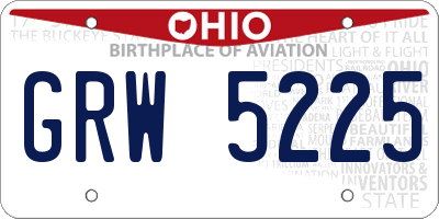OH license plate GRW5225