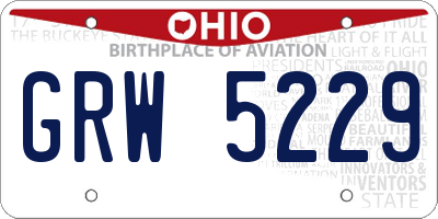 OH license plate GRW5229