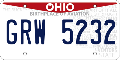 OH license plate GRW5232