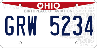 OH license plate GRW5234