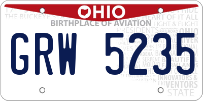 OH license plate GRW5235