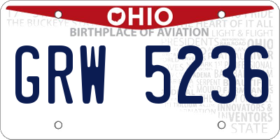 OH license plate GRW5236