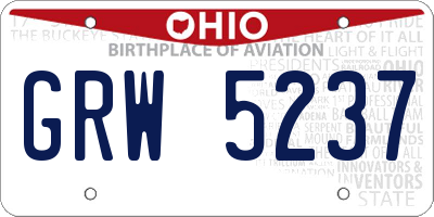 OH license plate GRW5237