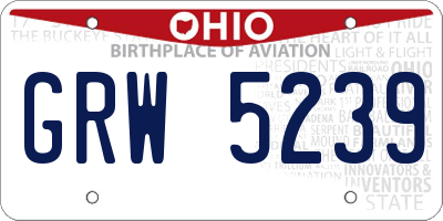 OH license plate GRW5239