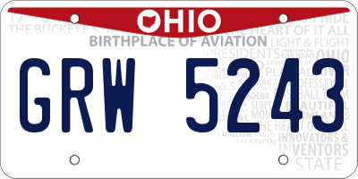 OH license plate GRW5243
