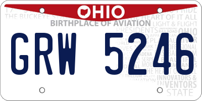OH license plate GRW5246
