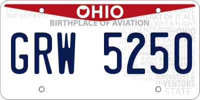OH license plate GRW5250