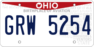 OH license plate GRW5254