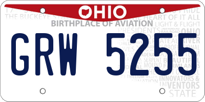 OH license plate GRW5255