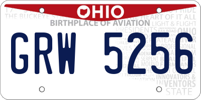 OH license plate GRW5256