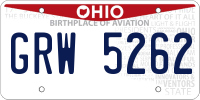 OH license plate GRW5262