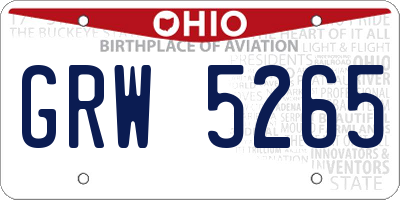 OH license plate GRW5265