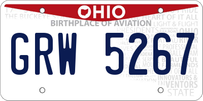 OH license plate GRW5267