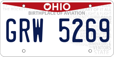 OH license plate GRW5269