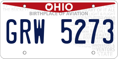 OH license plate GRW5273
