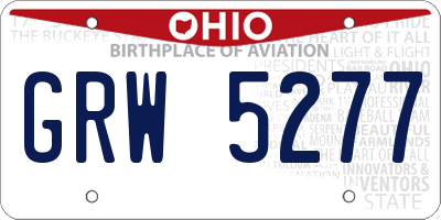 OH license plate GRW5277