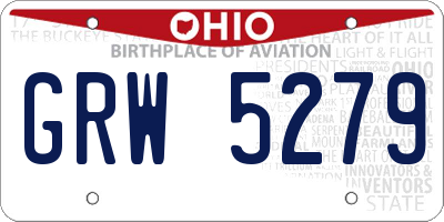 OH license plate GRW5279