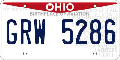 OH license plate GRW5286