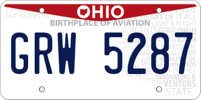 OH license plate GRW5287