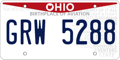 OH license plate GRW5288