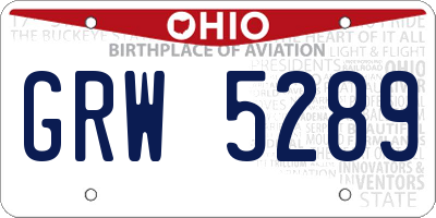 OH license plate GRW5289