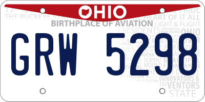 OH license plate GRW5298