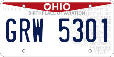 OH license plate GRW5301