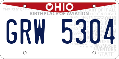 OH license plate GRW5304