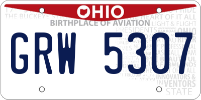 OH license plate GRW5307