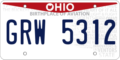 OH license plate GRW5312