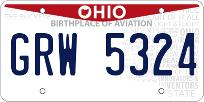 OH license plate GRW5324