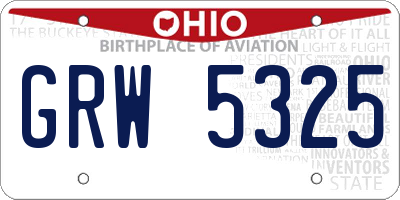 OH license plate GRW5325