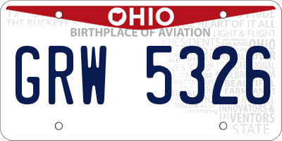 OH license plate GRW5326