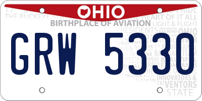 OH license plate GRW5330