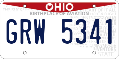 OH license plate GRW5341