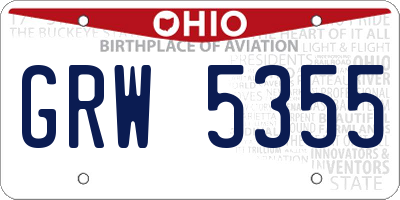 OH license plate GRW5355